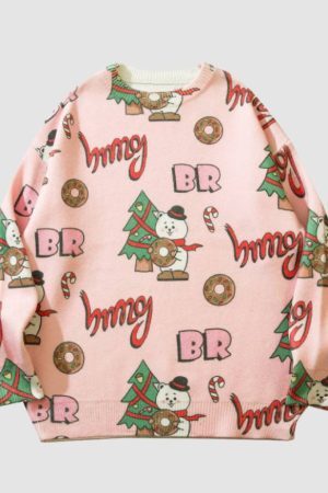 Style Core Aesthetics, New Style Trends Snowman & Tree Pattern Sweater