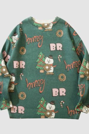 Style Core Aesthetics, New Style Trends Snowman & Tree Pattern Sweater