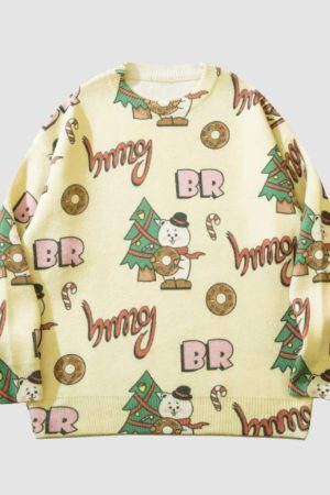 Style Core Aesthetics, New Style Trends Snowman & Tree Pattern Sweater