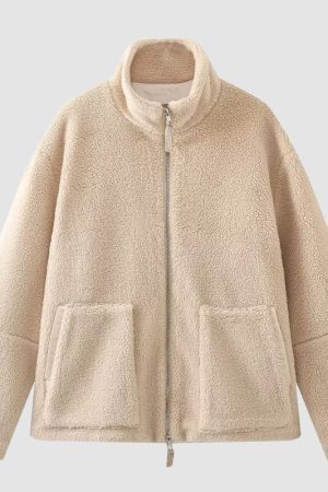 Style Core Aesthetics, New Style Trends Solid Color Berber Fleece Jacket