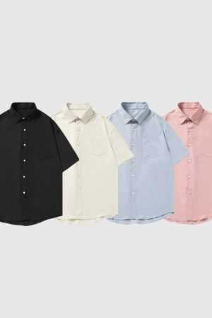 Style Core Aesthetics, New Style Trends Solid Color Drape Shirts