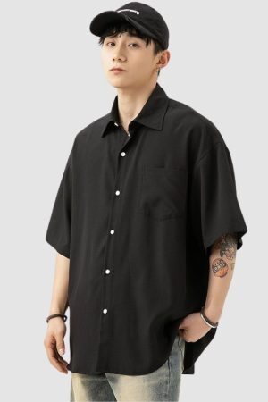 Style Core Aesthetics, New Style Trends Solid Color Drape Shirts
