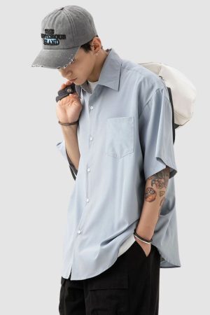 Style Core Aesthetics, New Style Trends Solid Color Drape Shirts