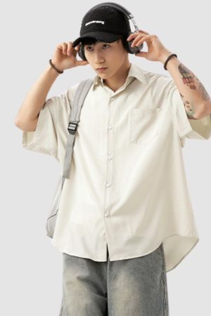 Style Core Aesthetics, New Style Trends Solid Color Drape Shirts