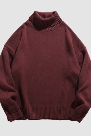 Style Core Aesthetics, New Style Trends Solid Color High Neck Knit Pullover