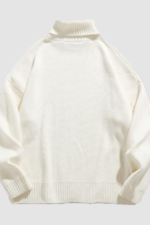 Style Core Aesthetics, New Style Trends Solid Color High Neck Knit Pullover