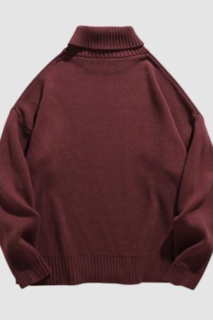 Style Core Aesthetics, New Style Trends Solid Color High Neck Knit Pullover