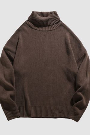Style Core Aesthetics, New Style Trends Solid Color High Neck Knit Pullover
