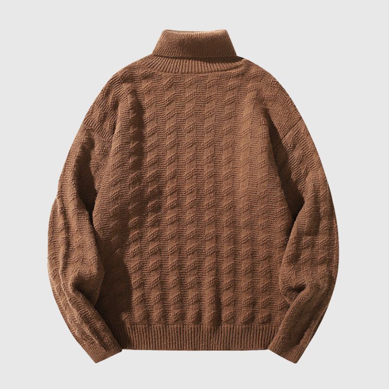 Style Core Aesthetics, New Style Trends Solid Color Jacquard Turtleneck Sweater Style Core Aesthetics, New Style Trends Solid Color Jacquard Turtleneck Sweater
