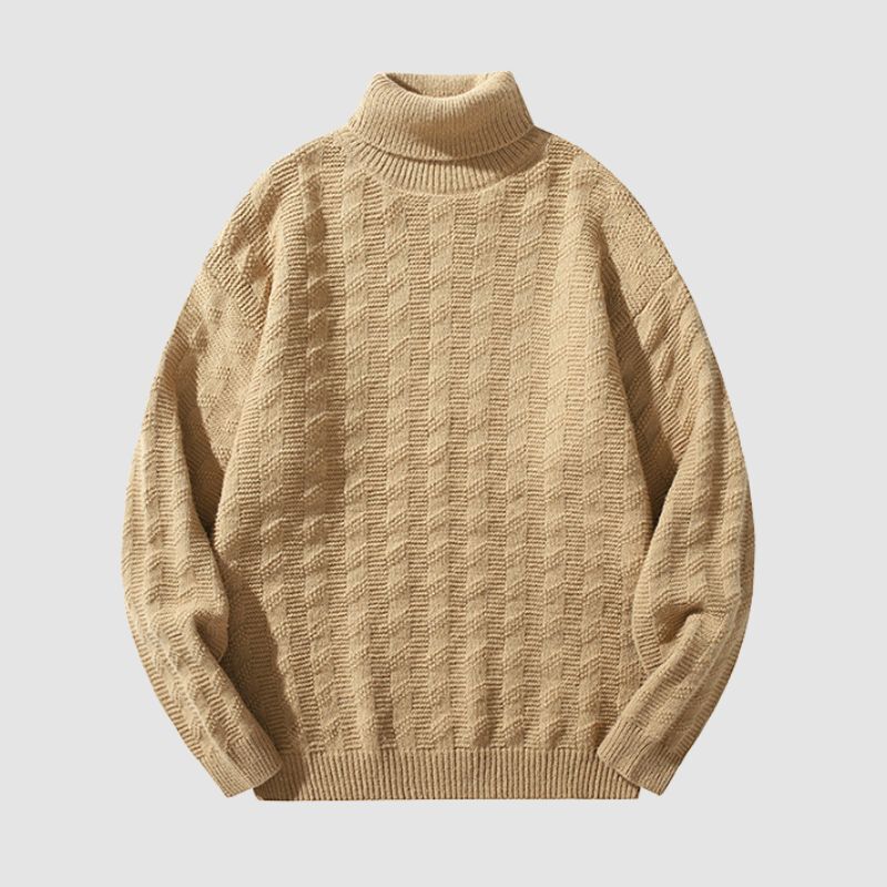 Style Core Aesthetics, New Style Trends Solid Color Jacquard Turtleneck Sweater Style Core Aesthetics, New Style Trends Solid Color Jacquard Turtleneck Sweater