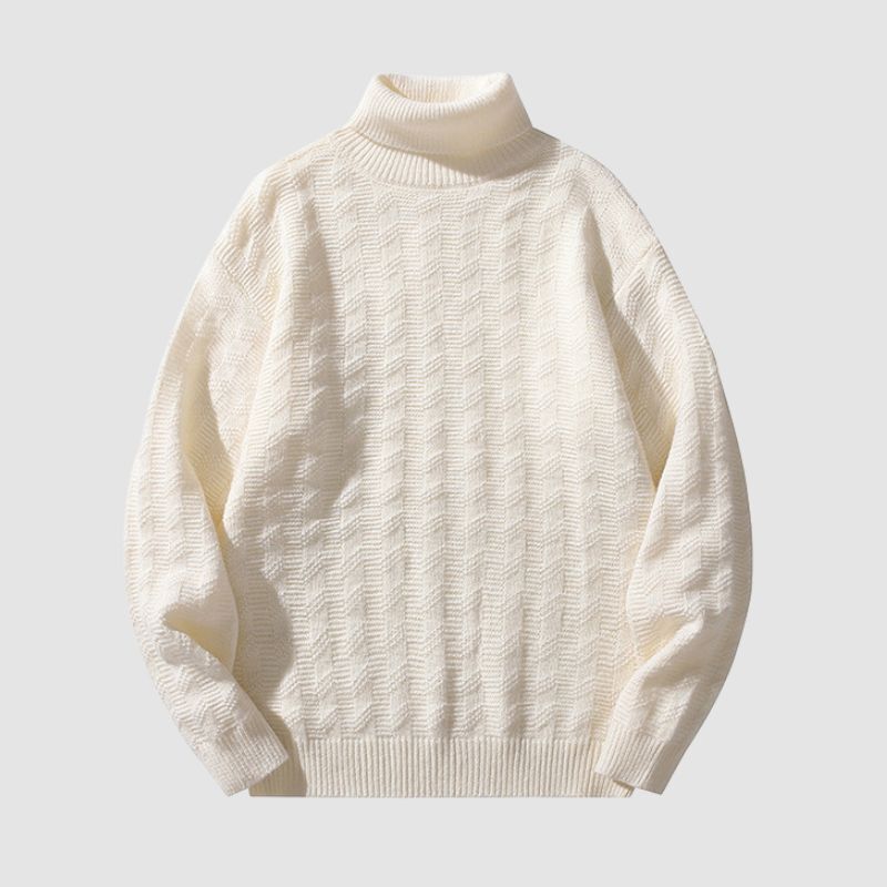 Style Core Aesthetics, New Style Trends Solid Color Jacquard Turtleneck Sweater Style Core Aesthetics, New Style Trends Solid Color Jacquard Turtleneck Sweater