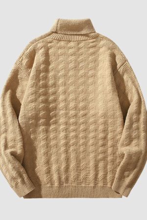 Style Core Aesthetics, New Style Trends Solid Color Jacquard Turtleneck Sweater