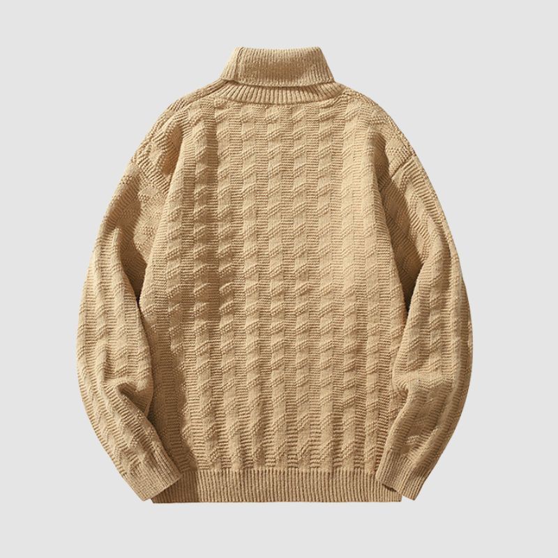 Style Core Aesthetics, New Style Trends Solid Color Jacquard Turtleneck Sweater Style Core Aesthetics, New Style Trends Solid Color Jacquard Turtleneck Sweater