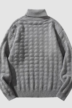 Style Core Aesthetics, New Style Trends Solid Color Jacquard Turtleneck Sweater
