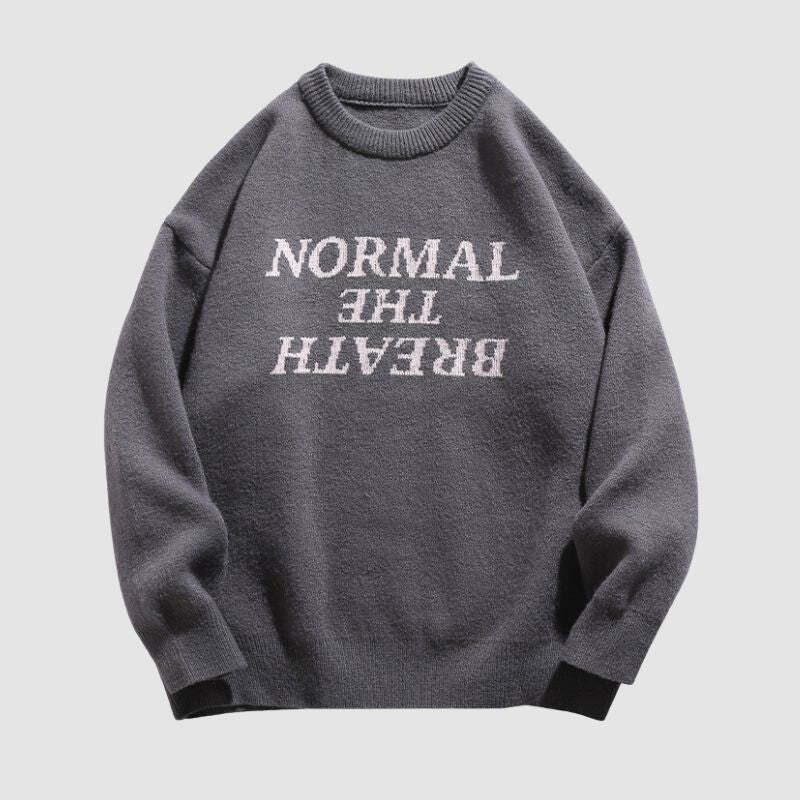 Style Core Aesthetics, New Style Trends Solid Color Letter Jacquard Knit Sweater