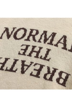 Style Core Aesthetics, New Style Trends Solid Color Letter Jacquard Knit Sweater