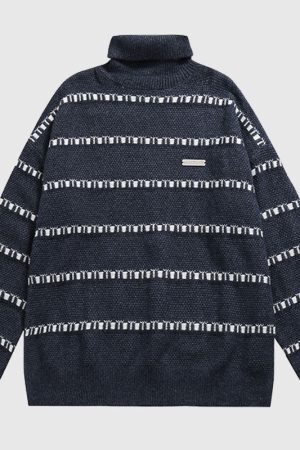 Style Core Aesthetics, New Style Trends Solid Color Stripe Knit Pullover