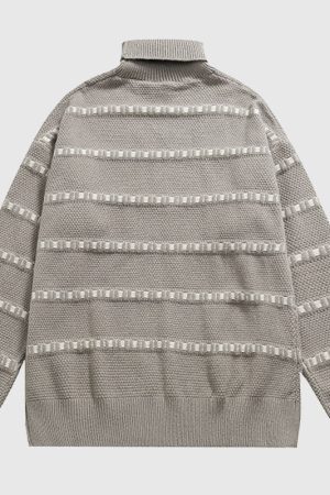 Style Core Aesthetics, New Style Trends Solid Color Stripe Knit Pullover