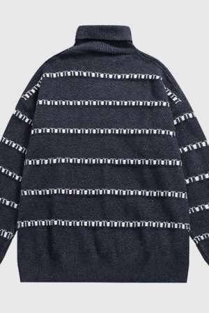Style Core Aesthetics, New Style Trends Solid Color Stripe Knit Pullover