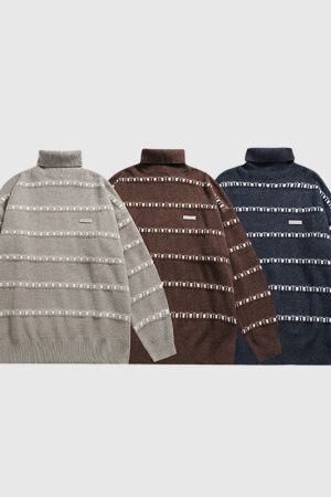 Style Core Aesthetics, New Style Trends Solid Color Stripe Knit Pullover