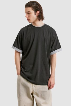 Style Core Aesthetics, New Style Trends Solid Fake Two-piece Tee
