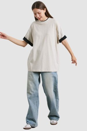 Style Core Aesthetics, New Style Trends Solid Fake Two-piece Tee