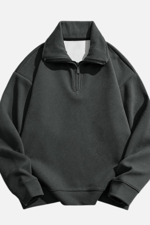 Style Core Aesthetics, New Style Trends Solid Half-Zip Stand Collar Sweatshirt