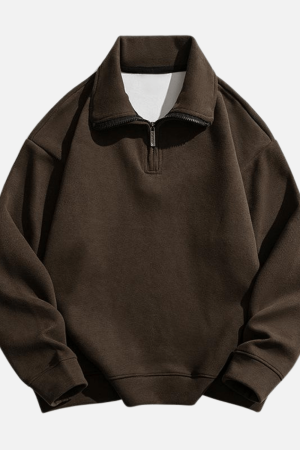 Style Core Aesthetics, New Style Trends Solid Half-Zip Stand Collar Sweatshirt