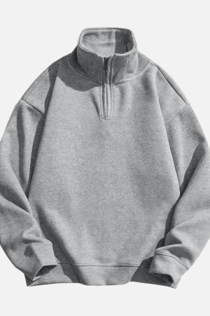 Style Core Aesthetics, New Style Trends Solid Half-Zip Stand Collar Sweatshirt