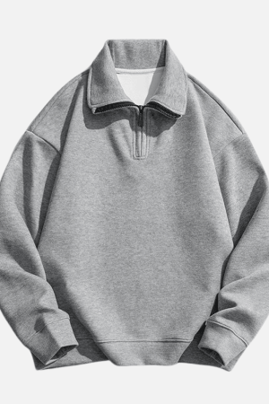 Style Core Aesthetics, New Style Trends Solid Half-Zip Stand Collar Sweatshirt