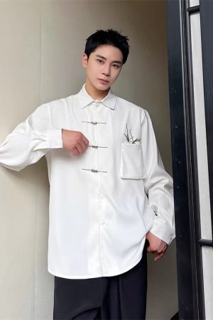 Style Core Aesthetics, New Style Trends Solid Metal Button Shirts