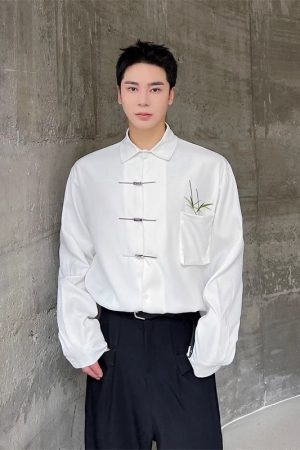 Style Core Aesthetics, New Style Trends Solid Metal Button Shirts