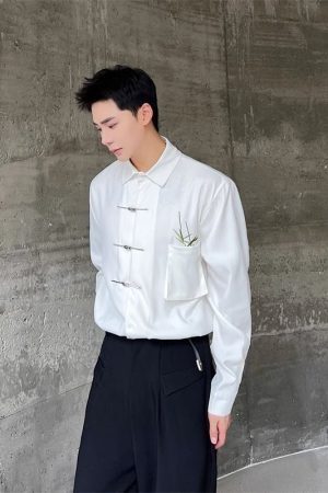 Style Core Aesthetics, New Style Trends Solid Metal Button Shirts