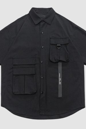 Style Core Aesthetics, New Style Trends Solid Multi-Pocket Shirts