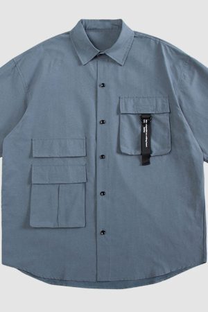 Style Core Aesthetics, New Style Trends Solid Multi-Pocket Shirts