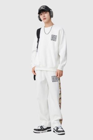 Style Core Aesthetics, New Style Trends Solid Patchwork Hoodie Set