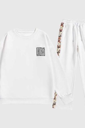 Style Core Aesthetics, New Style Trends Solid Patchwork Hoodie Set