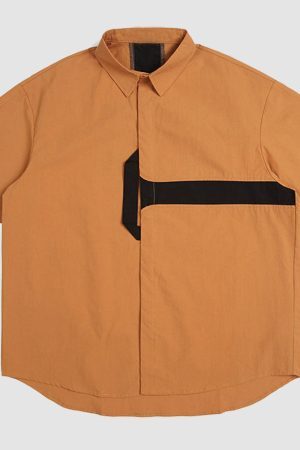 Style Core Aesthetics, New Style Trends Solid Patchwork Shirts