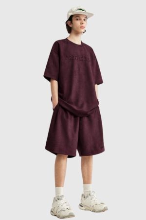 Style Core Aesthetics, New Style Trends Solid Suede Tee Set