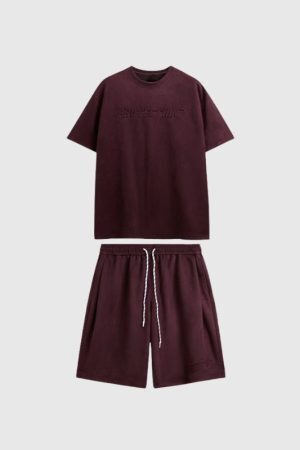 Style Core Aesthetics, New Style Trends Solid Suede Tee Set