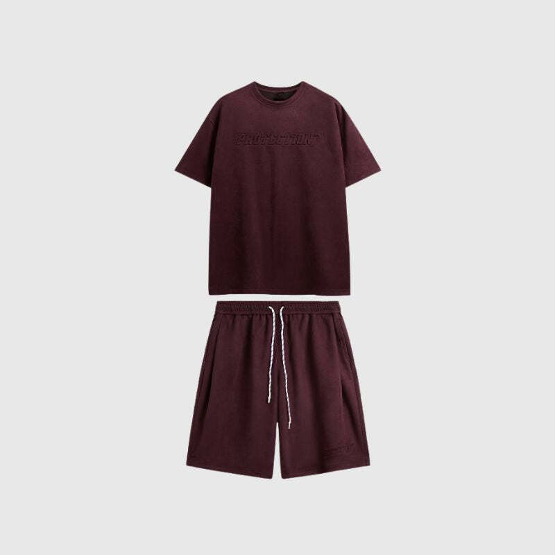 Style Core Aesthetics, New Style Trends Solid Suede Tee Set