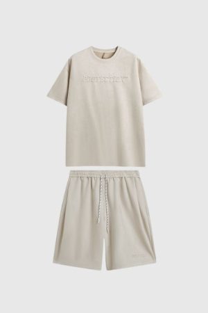 Style Core Aesthetics, New Style Trends Solid Suede Tee Set