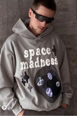 Style Core Aesthetics, New Style Trends Space Odyssey Foamy Letter Hoodie