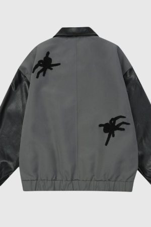 Style Core Aesthetics, New Style Trends Spider Embroidered Hip-Hop Leather Jacket
