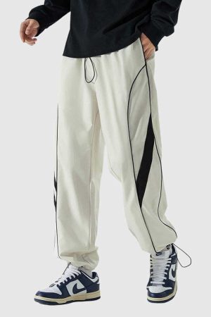 Style Core Aesthetics, New Style Trends Splicing Elastic Casual Pants