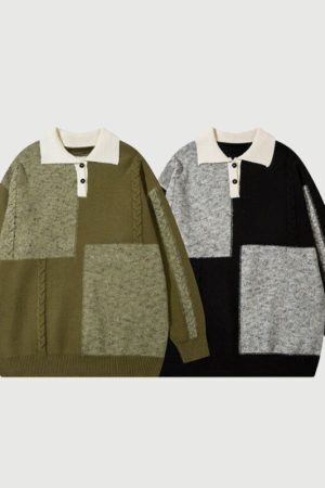 Style Core Aesthetics, New Style Trends Sporadic Checkered Vintage Sweater