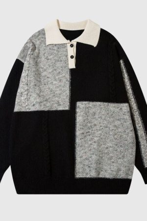 Style Core Aesthetics, New Style Trends Sporadic Checkered Vintage Sweater