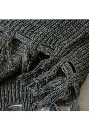 Style Core Aesthetics, New Style Trends Square Neck Letter Embroidery Irregular Hem Tassel Cropped Sweater