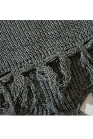 Style Core Aesthetics, New Style Trends Square Neck Letter Embroidery Irregular Hem Tassel Cropped Sweater