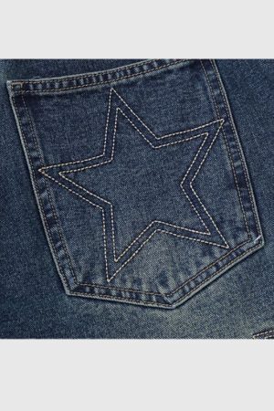 Style Core Aesthetics, New Style Trends Star Patch Denim Shorts